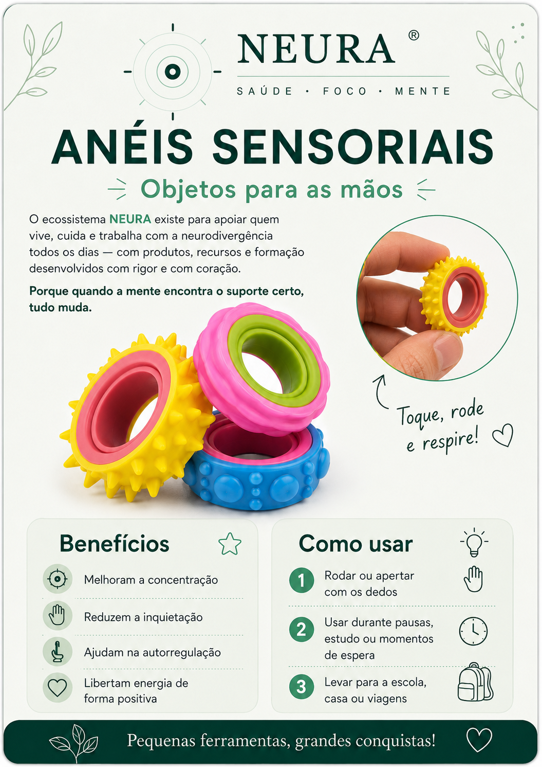 Anéis Sensoriais - Fidget Rings - 3 unidades
